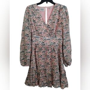 Scotch & Soda Pink Multicolor Abstract Print Dress Balloon Sleeves Size Small